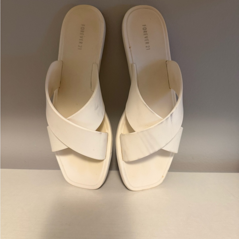Forever 21 Women's Cream Cross-Strap Sandals